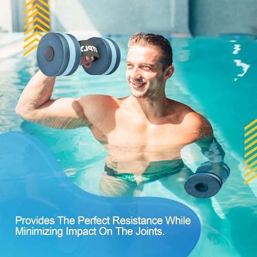 Fitply Water Weights Aquatic Pool Dumbbells for Pool & Water Exercise - EVA Foam Pool Weights, 2PCS Lightweight Water Dumbbells, Swim Weights and Water Aerobics Weight Loss Pool Exercise Equipment