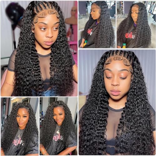 Deep Wave Bundles Human Hair 16 18 20 Inch Deep Curly Bundles 12A Grade 100% Unprocessed Brazilian Virgin Hair Wet and Wavy Bundles Double Weft Natural Black Color