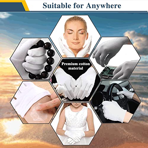 24Pcs White Cotton Gloves for Dry Hands Kids Eczema Gloves Overnight Moisturizing Gloves for Women Cosmetic