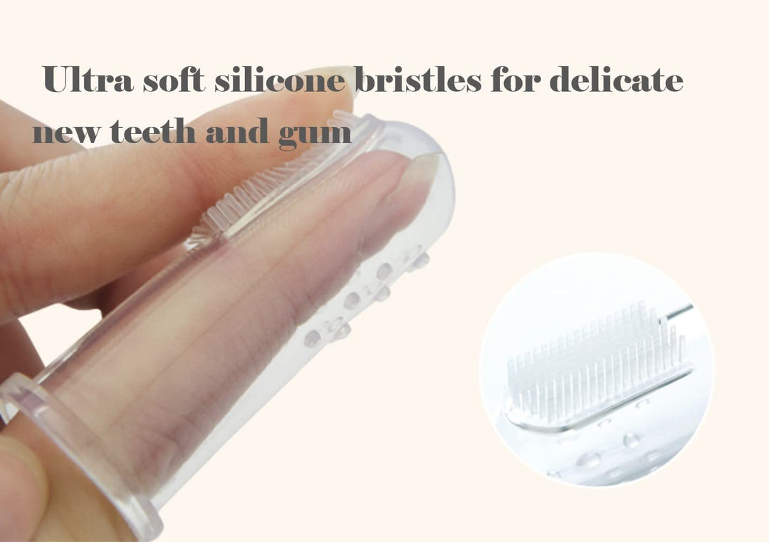 haakaa Silicone Baby Finger Toothbrush Set - Ultra Soft Bristles for Baby Oral Gum Cleaning| Baby Teething Training| Newborn Oral Massager, BPA Free,2PK - 0m+Babies - Cream