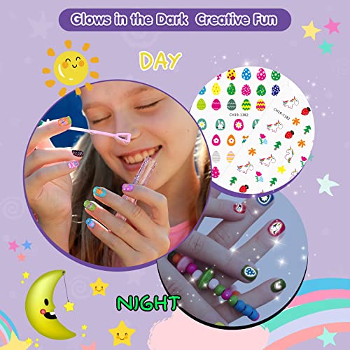 BATTOP Kids Nail Polish Set for Girls - Nail Art Kit for Girls Ages 7-12 with Kids Nail Dryer & Fake Nail & Nail Sticker & Water Based Nail Polish Nail Art Pen - Toys Gifts for Girls Ages 6-12