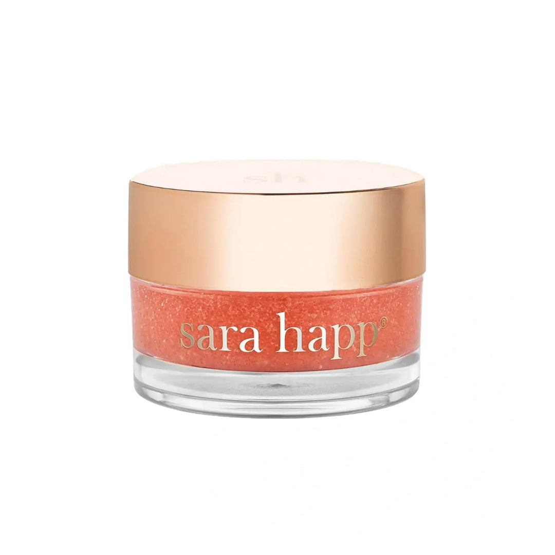 Sara Happ The Lip Scrub: Sparkling Peach Sugar Scrub for Dry Lips - Gently Exfoliate, Polish, and Revitalize Lips with Vitamin E and Jojoba & Grape Oils, Vegan, 0.5 oz.