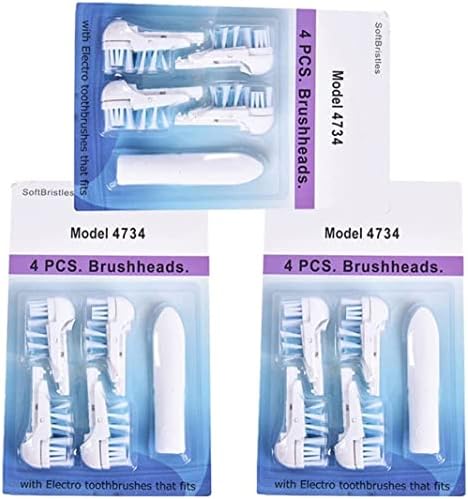 12 Pcs 3D White Replacement Toothbrush Heads Dual Clean Replacements Attachments Brush Heads Sensitive Refill Accessories fit for Oral B 4732 3733 4734