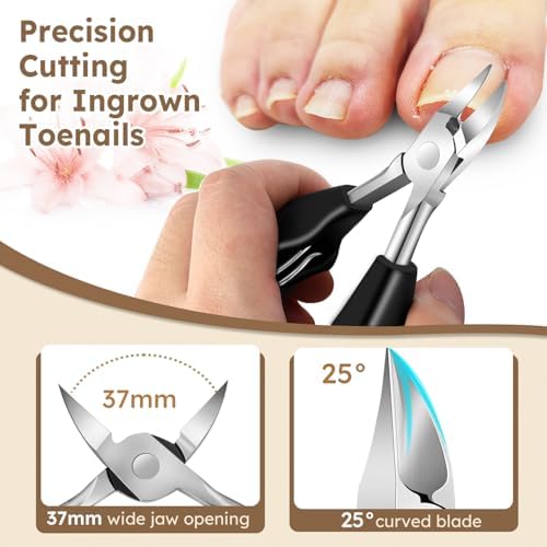 2025 Toenail Clippers for Thick Nails for Seniors, Nail Clippers for Men Angled Head, Toe Nail Clippers Slanted, Wide Jaw Opening with Catcher, Heavy Duty Ingrown Toenail Clippers Long Handle