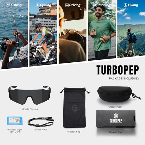 TURBOPEP Polarized Sports Sunglasses for Men and Women,Fishing Cycling Mountain Bike Baseball Sunglasses with UV Protection