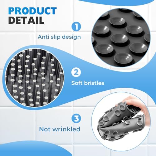 2025 New Shower Foot and Back Scrubber, Upgraded Shower Foot & Back Scrubber Massage Pad, Washer Exfoliating Bath Pad with Non-Slip Suction Cups Wall Mounted for Men and Women (Pink)