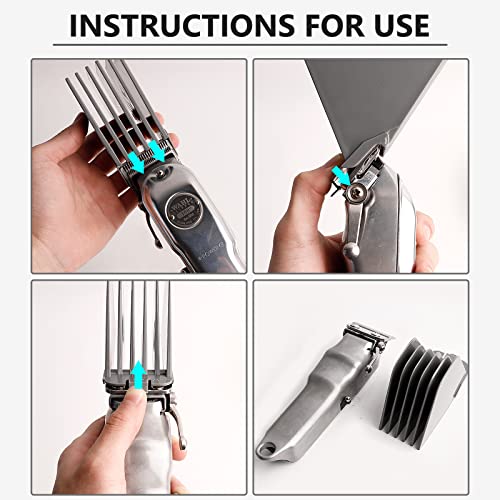 AFANSO Mega Hair Clipper Guards, 8pcs Gray, Fits Most Wahl Full Size Hair Clippers (3 Inch 8pcs)