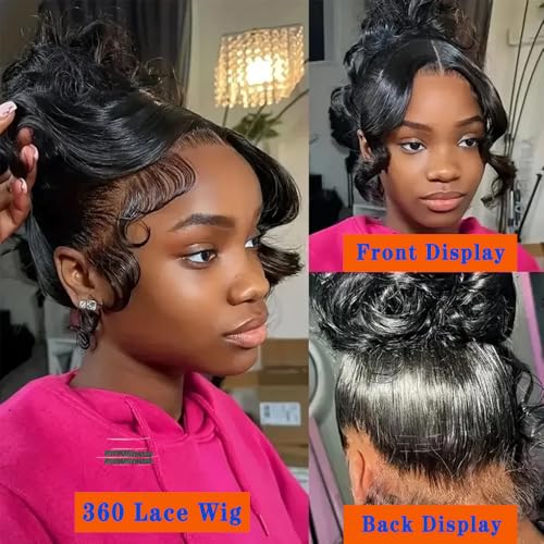 30 Inch 360 Lace Front Wigs Human Hair Invisi Strap Body Wave HD Lace Front Wigs Human Hair Pre Plucked Drawstring 360 Frontal Glueless Wigs for Women 180 Density Full Lace Wig