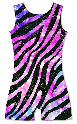 uideazone Girls Gymnastics Leotards 5t 6t Kids One-piece Pink Zebra Ballet Bodysuit Quick Dry Stretchy Athletic Unitards
