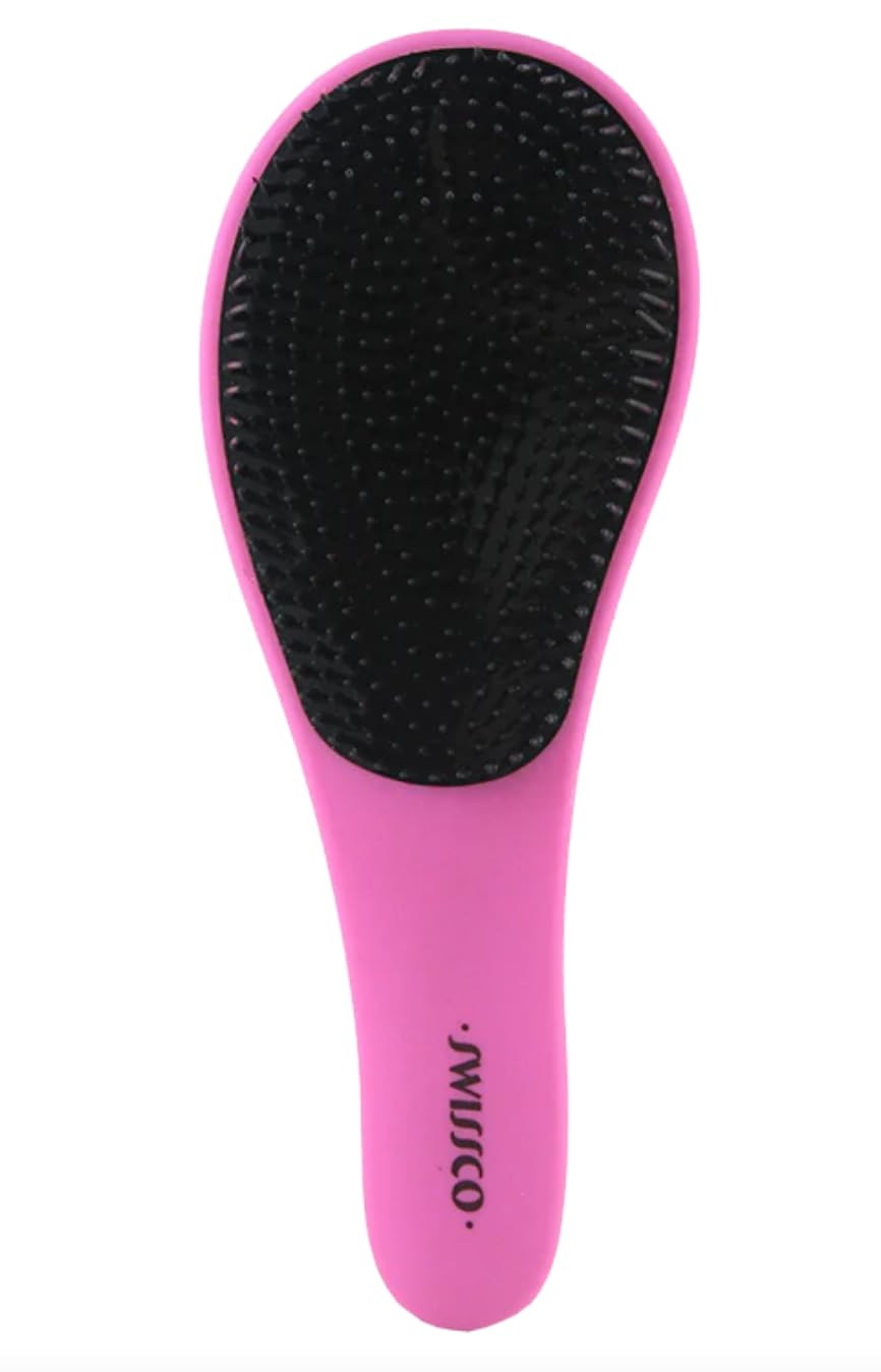 Swissco Soft Touch Detangling Hair Brush for Natural, Curly, Wet or Dry Hair (Pink)