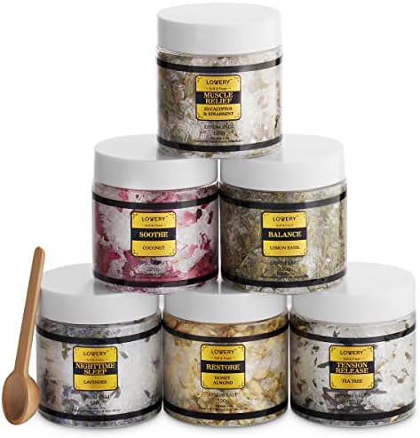 Spa Gifts for Women, Epsom Bath Salts Gift Basket Set, Relaxing Self Care Salt with Essential Oils, Gifts for Mom, Wife - Lavender, Eucalyptus, Lemon Basil, Coconut, Tea Tree, Honey Almond