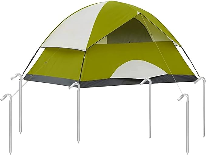 9 Inches 8 Pack Heavy Duty Tent Stakes, Metal Ground Stakes for Camping, Garden or Inflatable, Galvanized Steel Pegs for Yard and Outdoor Decorations