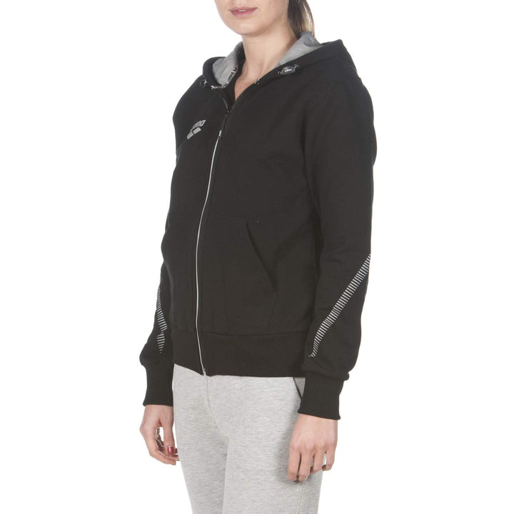 ARENA Standard Team Line Full Zip Hooded Jacket for Men and Women, Black, XS