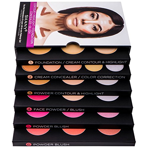 SHANY The Mini Masterpiece 6 Layers Makeup Foundation, Concealer, Camouflage, Contour, Blush and Face Cosmetics Sets - 6 Make up Kits Palettes