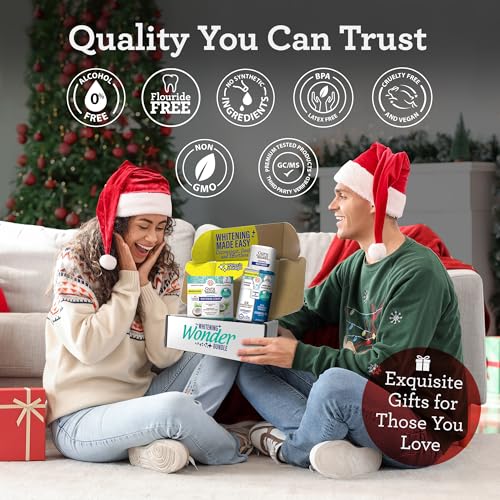 GuruNanda Whitening Wonder Duo, Dual Barrel Oxyburst Whitening Mouthwash 20 Oz & Teeth Whitening Strips with No Slip, Dry Strip Tech, 7 Day Treatments