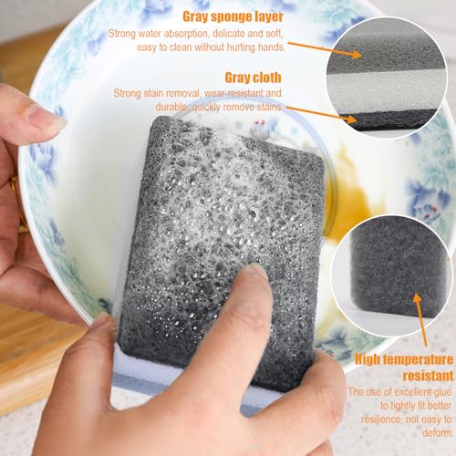 10 Pack Non-Scratch Scrub Sponge, Kitchen Cleaning Sponge for Cookware, Natural Kitchen Sponges, Cleaning Supplies for Dishes, Bathroom, Household Use