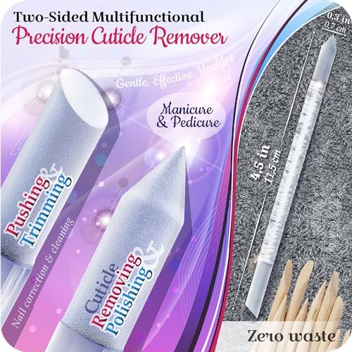 GLADZY Glass Cuticle Pusher Tool - 2 pcs. Manicure Sticks, Crystal Glass Cuticle Remover, Callous and Dry Skin Fingertip File, Nail Shaper, Professional Nail Care, Ethically Made in Czech Republic