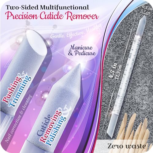 GLADZY Czech Glass Nail File Set - Multifunctional Nail Shiner Buffer, Callus Remover Foot Rasp, Glass Cuticle Pusher Manicure Stick, Etched Surface, Professional Nail Care Tool, Made in EU