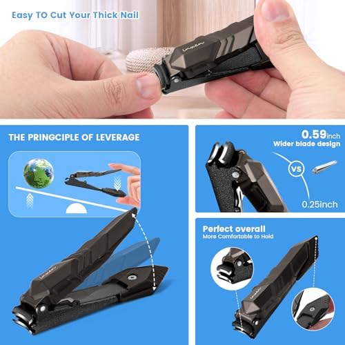 Nail Clippers for Men with Catcher – No Splash, Self-Collecting Premium Steel Clippers for Fingernails & Toenails, Ideal Gift & Grooming Gifts, Great Gadget & Stocking Stuffer Gift