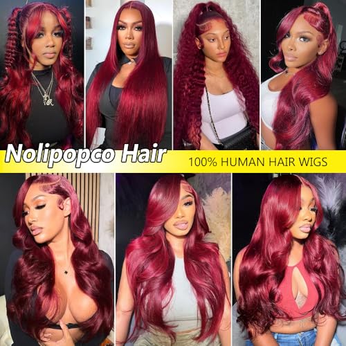 30inch 99j burgundy lace front wigs human hair 13x6 HD Body Wave Lace Front Wigs Human Hair 200 Density Pre Plucked Glueless Frontal Wigs Human Hair for Black Women