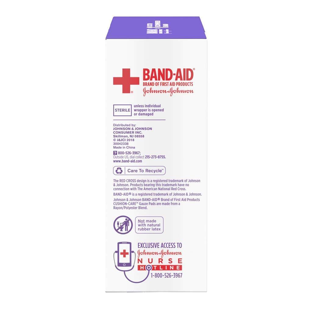 Band-Aid Brand Cushion Care First Aid Large Gauze Pads, 4" X 4", 10 Count, Pack of 6