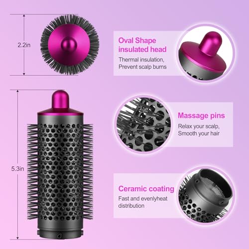 Round Brush Attachment for Dyson Air wrap Oval Round Volumizing Brush for Dyson Airwrap Accessories, Rose
