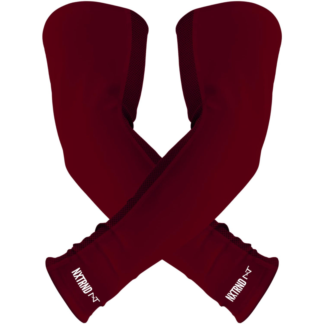 Nxtrnd Air-TEK Arm Sleeves, Breathable Football Arm Sleeves, Compression Arm Sleeves for Men, Sold as a Pair (Medium, Maroon)