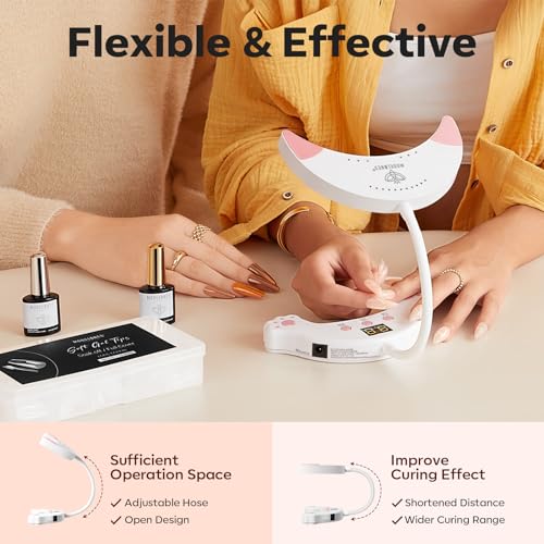 modelones UV LED Nail Lamp, Gooseneck UV Light for Gel Nails, 48 W Nail Light for Gel Nail Polish with 3 Timers and LCD Display, LED Nail Lamp for Fast Curing