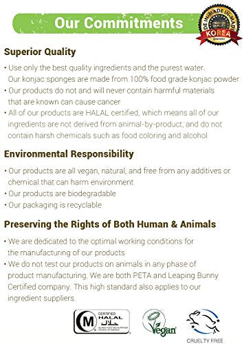 All Natural Korean Fiber French Red Clay Facial Sponge. Excellent for Dry or Mature Skin. Halal, Leaping Bunny Cruelty Free and the Vegan Society Certified