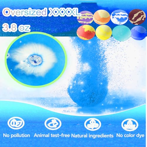 3.88OZ Bath Bombs for Kids Boys Girls Women with Toys Inside Surprise, 8 Light up Bath Bomb of Solar System Set, Organic Essential Oil spa Gift Set for Party, Christmas (8PCS Surprise Toys and Card)