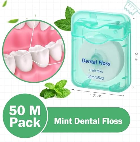 96 Pack Dental Floss Bulk Mint Flavored Floss 50m Each Travel Dental Oral Care for Teeth and Gum Protection(Mint Green)