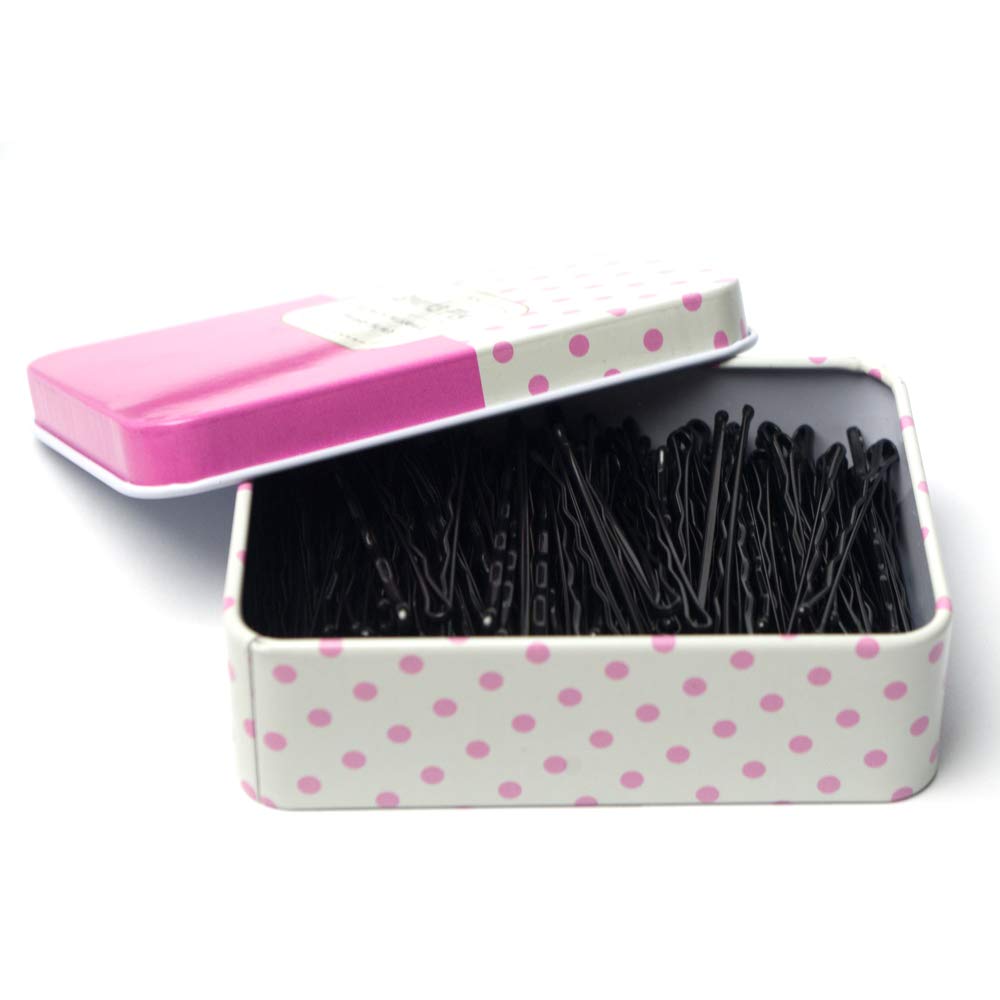 Hair Bobby Pins Black With Cute Case, 200 Ct Bobby Pins For Buns, Premium Hair Pins For Kids, Girls And Women, Great For All Hai