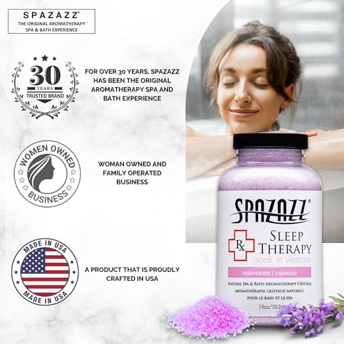Spazazz Aromatherapy Salt Crystals 19oz – Sleep Therapy – Hot Tub & Bath Soak – Spazazz Hot Tub Crystals are Oil-Free & Safe for All Spas