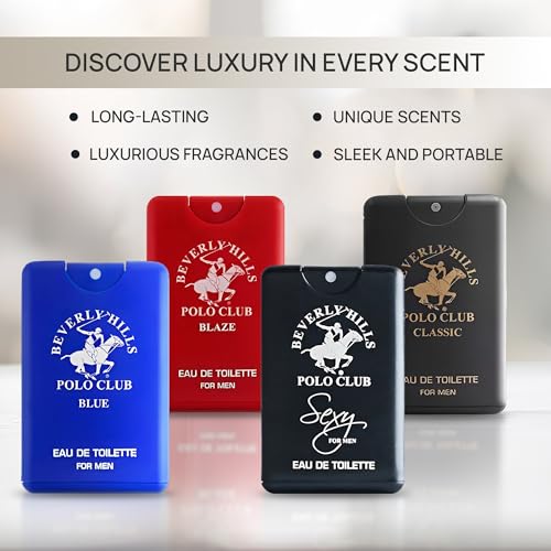 Beverly Hills Polo Club Pocket Size Collection, 4 Piece Cologne Gift Set for Men, Pack of 1,0.68 fluid_ounces