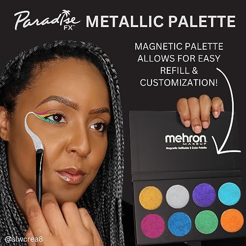 Mehron Makeup Paradise Makeup FX 8 Color Metallic Palette | Magnetic Refillable Face & Body Paint Palette | Professional Water Activated Paint for Costumes, SFX, Halloween, & Cosplay