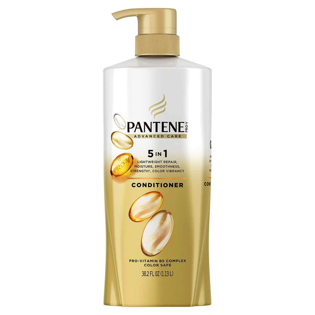 Pantene Advanced Care Conditioner, 5 In 1 Moisture, Smooth, Lightweight, Strength, Color Vibrancy, 38.2 Ounce