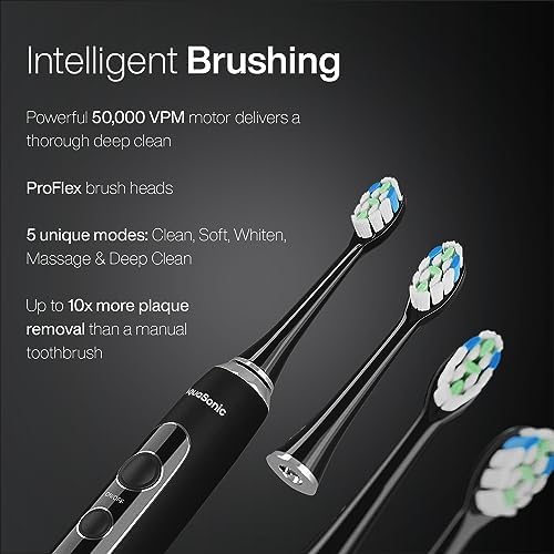 AquaSonic Home Dental Center PRO – Brushing & Flossing Made Easy – Brush & Floss – Power Toothbrush & Water Flosser – Whiter Teeth & Healthier Gums – Black Series Pro+Oral Irrigator