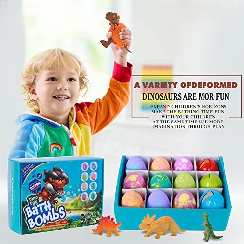 Bath Bombs for Kids with Toys Inside Surprise, Dino Egg Bath Bomb Kit with Dinosaur Toy Organic and Natural Bath Fizz Spa Bath Set Gift, for Birthday Easter Christmas Boys and Girls Gifts