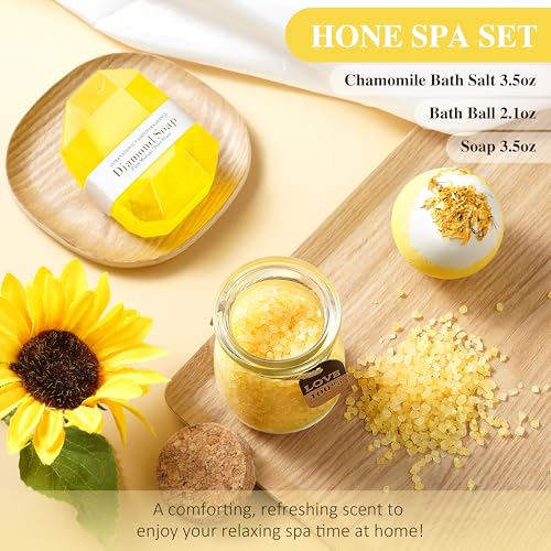 Birthday Gifts for Women, 12pcs Sunflower Self-Care Package, Sending Sunshine Get Well Gifts for Women, After Surgery Recovery Gifts, Thinking Of You Relaxing Spa Basket for Her Sister Mom Friends