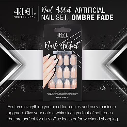 Ardell Nail Addict Press On Nails Artificial Nail Set - 27-Piece French Nail Tips, Ombre Fade, Reusable Acrylic Fake Nails