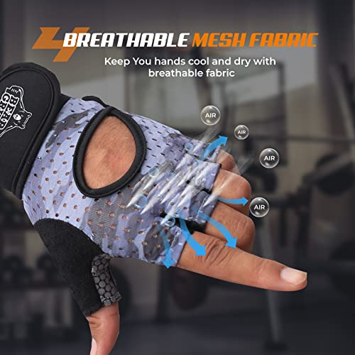 Bear Grips Weight Lifting Gloves for Men & Women | Half Finger Lifting Gloves | Full Finger Workout Gloves for Men | No Finger Exercise Gloves l Compression Weightlifting Gloves | Gym Gloves for Men