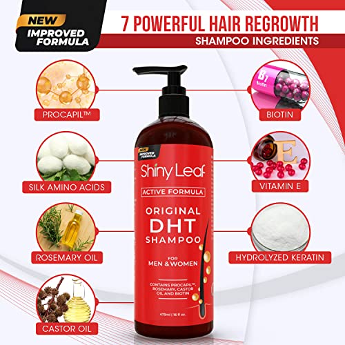 Anti-Hair Loss Shampoo With Biotin, for Men & Women - Sulfate-Free, Natural DHT Blocking Formula for Hair Growth, Thinning Hair Prevention, 16 Oz