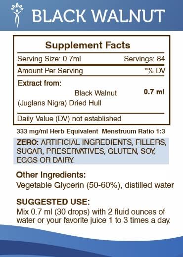 Secrets of the Tribe Black Walnut Tincture Alcohol-Free Extract, Black Walnut (Juglans Nigra) Dried Hull Tincture Supplement (2 FL OZ)
