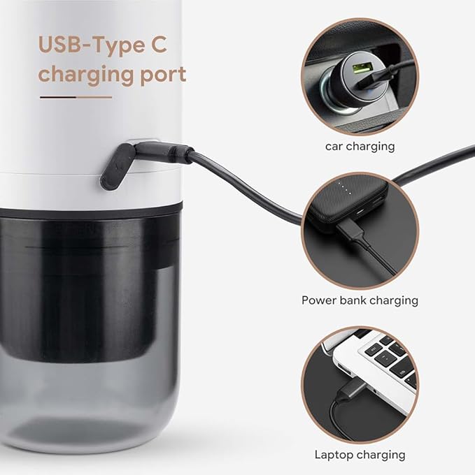 BENFUCHEN 3 in 1 Portable Espresso Machine With NO Heating Function, Type-C Charging Electric Espresso Maker, 17 Bar Mini Coffee Maker For NESPRESSO/DolceGusto Pods & Ground Coffee On the Go, Black