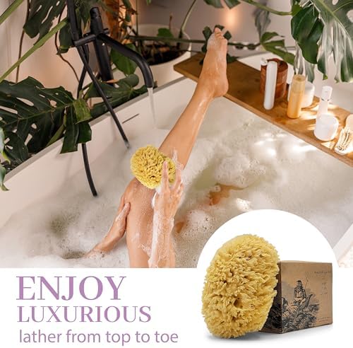 Sea Wool Sponge 5.5" - Natural Sea Sponge for Bathing and Shower - Durable, Sustainable & Environment-Friendly Loofah for Body