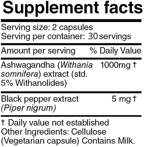 Ashwagandha KSM 66 15:1 with Black Pepper Extract (Higher Absorption) Max Potency Full Spectrum 5+% Withanolides