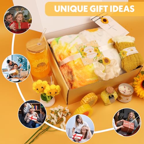 Sunflower gifts for women,Sending Sunshine Get Well Gifts for women,Sunflower Self-Care Package,Unique Birthday Basket for Women,Mother’s Day, Thank You Gifts for her,Girlfriend,Sister,Mom,Wife