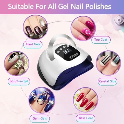 320W UV LED Nail Lamp, Professional UV Nail Dryer Light for Gel Nails with 72 Beads, Fast Curing Gel Polish Lamp Auto Sensor 4 Timer Setting Portable Nail Art Drying Tools for Fingernail/Toenail