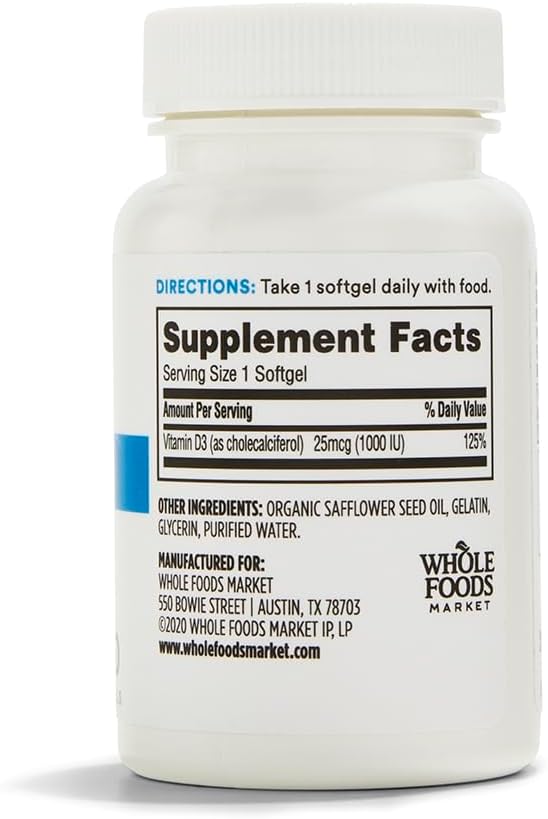 365 by Whole Foods Market, Vitamin D3, 1000 IU, 250 Softgels
