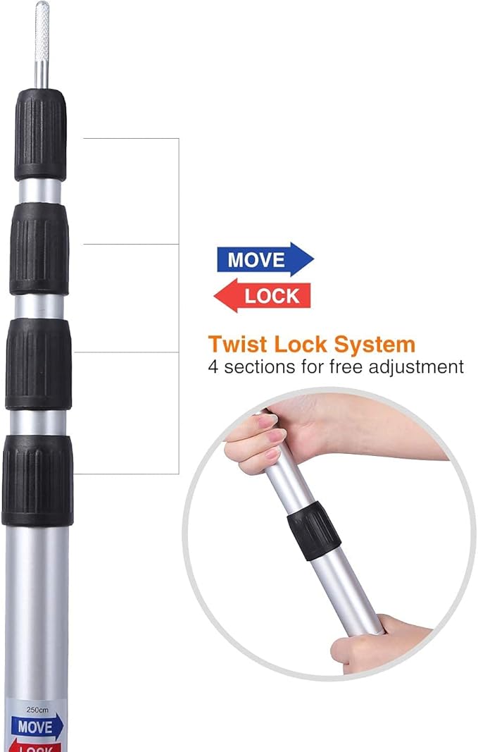 REDCAMP 33-98'' Aluminum Adjustable Camping Tarp Poles, Set of 2, 90" Telescoping Lightweight Tent Poles for Shelter, Hammock Rain Fly, Awning